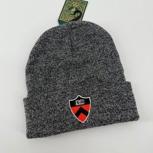 The League Adult Cuff Beanie Black Marl Embroidered Crest Knit Hat